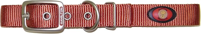 Hamilton Double Thick Nylon Deluxe Dog Collar with Brushed Hardware Finish, 1-Inch by 26-Inch, Red Brick