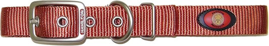 Hamilton Double Thick Nylon Deluxe Dog Collar with Brushed Hardware Finish, 1-Inch by 20-Inch, Red Brick