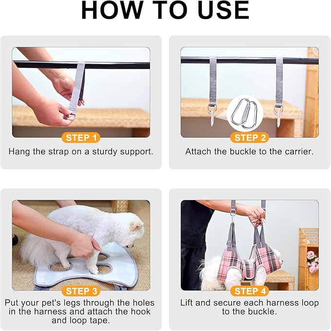 BEAUTYZOO Dog Grooming Hammock, Medium Dog Sling for Nail Trimming, Dog Hanging Harness for Claw Care with Thick Fabric Neck Support Wide Strap Restraint Cat Grooming Hammock, Black M