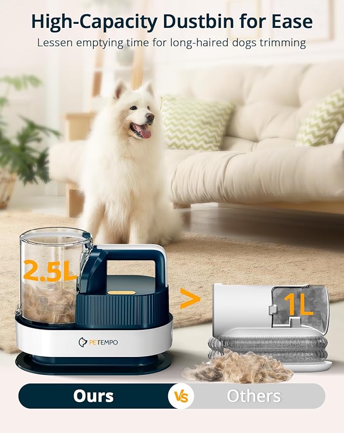 Dog Grooming Vacuum & Blow Dryer, 2.5L Dog Vacuum for Shedding Grooming with 3 Temperature Settings, 10-in-1 Pet Vacuum Grooming Kit for Dogs & Cats