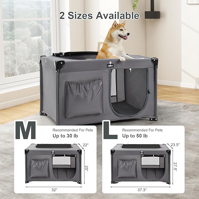 Dog Playpen, Portable Collapsible Puppy Playpen for Medium Dogs, Cats, Oxford Fabric Cat Pen, Dog Play Pen Indoors with Carrying Bag, Pet cage for Travel Camping, Outdoor