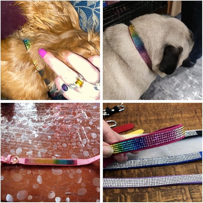 Diamond XS Dog Collar Girl, Bling Dog Collar with Rhinestone Crystal Glitter Female Dog Collars for Puppy XXS XS Small Dogs and Cats, Dark Pink, XS