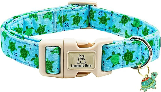 Lionheart glory Dog Collar Blue Sea Turtles Dogs Collar Spring Summer Cute Collars Dog Boy or Girl Soft Durable Adjustable Dog Collars for Medium Dogs Pet Gift