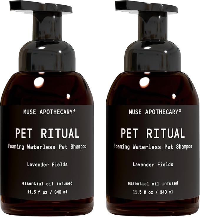Muse Apothecary Pet Ritual Foaming Waterless Shampoo for Dogs, Waterless Dog Shampoo Foam, No Rinse Dog Shampoo, Waterless Dog Shampoo for Large Dogs - Essential Oils Infused, 11.5oz Lavender Fields