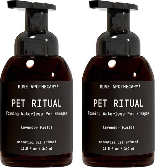 Muse Apothecary Pet Ritual Foaming Waterless Shampoo for Dogs, Waterless Dog Shampoo Foam, No Rinse Dog Shampoo, Waterless Dog Shampoo for Large Dogs - Essential Oils Infused, 11.5oz Lavender Fields