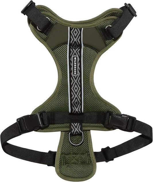 Wilderdog Lightweight Dog Harness with Reflective Straps - Small - Olive