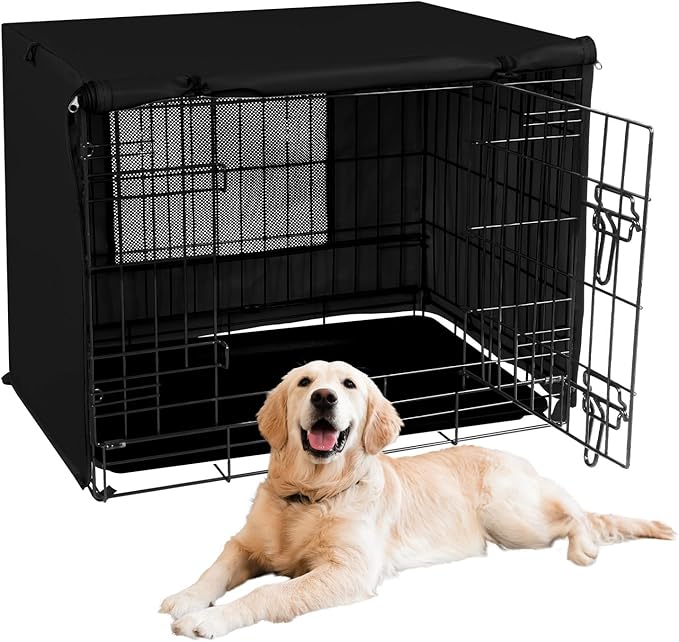 X-ZONE PET 36" Dog Crate Cover for Indoor/Outdoor - Heavy Duty Polyester Pet Kennel Cover Fits for Wire Dog Cage Black