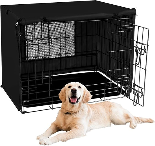 X-ZONE PET 30" Dog Crate Cover for Indoor/Outdoor - Heavy Duty Polyester Pet Kennel Cover Fits for Wire Dog Cage Black
