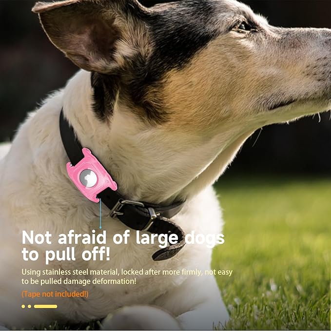 IP68 Waterproof Airtag Case for Dog Collar [2 Pack] Airtag Dog Collar Holder Hard TPU Full Protection Airtag Holder with Removable Handle Cat Dog GPS Tracker Anti Loss air tag Cover（Pink）