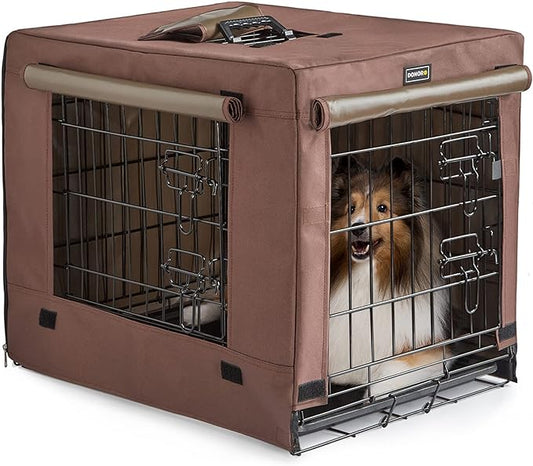 DONORO Dog Crates for Small Size Dogs Indoor Double Door Dog Kennels & Houses for Puppy and Cats, Collapsible Metal Contour Dog Cages (42-Inch Kit)