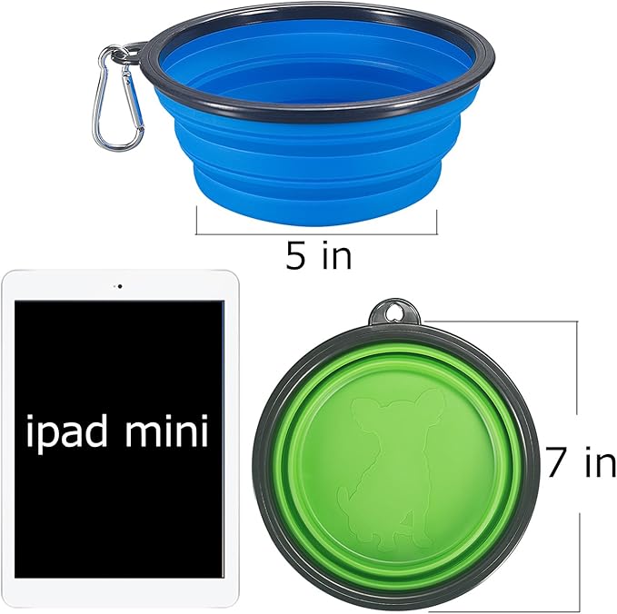 2-Pack Extra Large Size Collapsible Dog Bowl, Foldable Expandable Cup Dish for Pet Cat Food Water Feeding Portable Travel Bowl Blue and Green