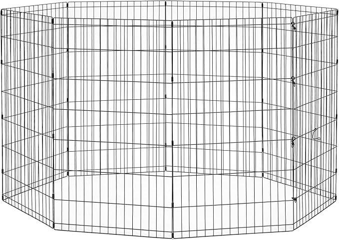 New World Dog Exercise Pen & Playpen, 24" W x 42" H, No Door, Black