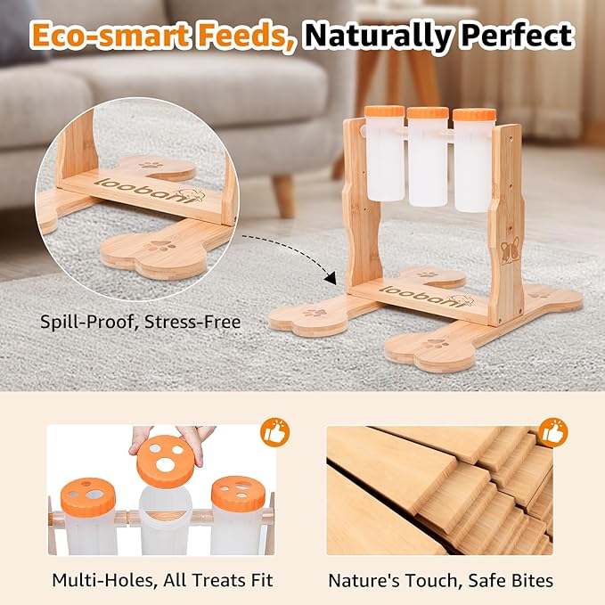 LOOBANI Dog Puzzle Toys Wooden - Interactive Toys for Boredom, IQ Training and Mental Brain Stimulation, Treat Dispensing and Entertainment/Food Slow Feeder for Small to Large Dogs