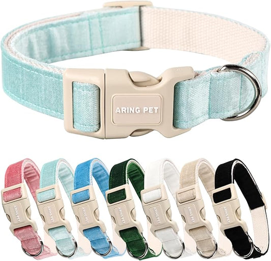 ARING PET Dog Collar-Cotton Puppy Collar for Small Dogs, Lightweight Comfortable Green Pet Collars with Quick Release Buckle for Small Medium Large Dog