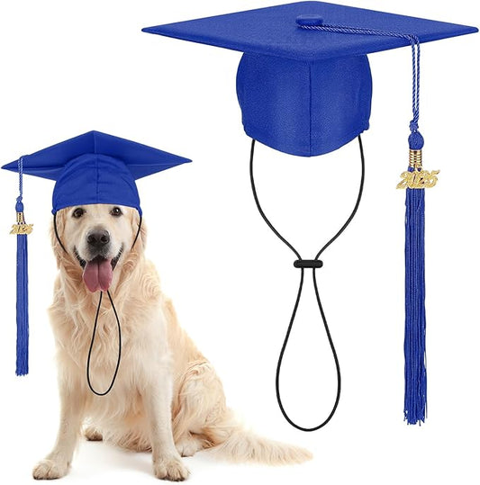 Pet Graduation Cap Small Dog Graduation Hats with 2025 Tassel Pet Graduation Costume for Dogs Cats Photo Prop Holiday Costume Accessory(Blue)