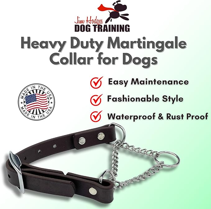Martingale Collar for Dogs, Biothane, Stainless Steel Hardware, No Pull, Made in The USA, Professional Grade, XS, Brown