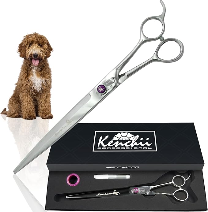 Kenchii Scorpion 9 Inch, Straight Grooming Scissors for Dogs and Pets - Premium Steel Scissors for Dog Grooming - Dog Shears Pet Grooming Accessories - Pet Hair Trimming Scissor