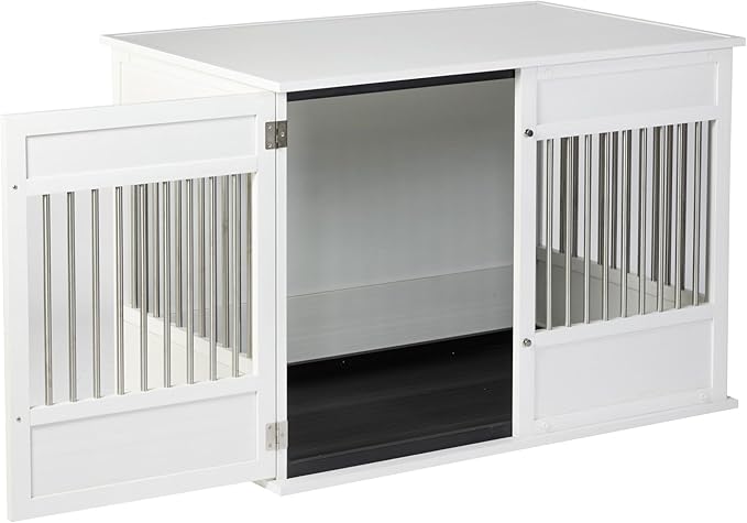 New Age Pet Horizon Pet Crate - Durable ECOFLEX with Stainless Steel Spindles, Bone-Shaped Latches, Easy Access Door, Stylish Design, 10-Year Warranty, Available in 3 Sizes & 2 Colors