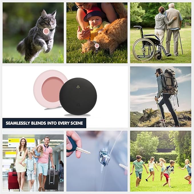 Pet Tracker for Cat, Smart Cat Location Tracker with Holder, MFi Certificated Tracking Device, No Monthly Fee, Works with Find My, Collar Not Included, Not GPS Tracker(iOS Only) (Pink,Small)