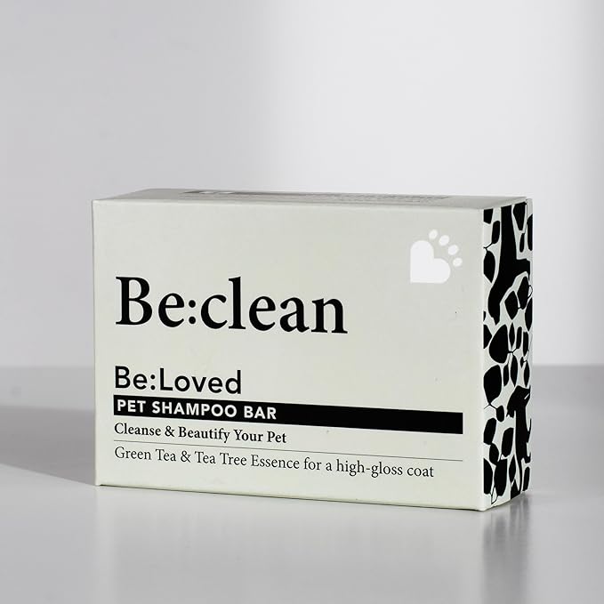 Be:Clean Deep Cleaning Dog Shampoo Bar – 110g – Tea Tree & Green Tea Formula for Glossy Coat & Odor Removal – Natural, Long-Lasting Pet Wash – Approx. 25 Uses