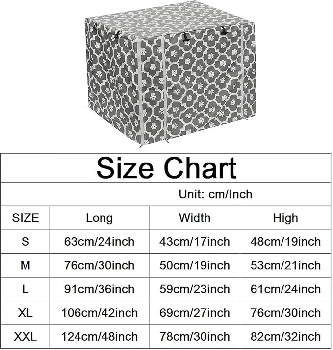 Dog Crate Cover Kennel Dogs Covers fits Small Medium Large crates cage Heavy Nylon Waterproof soundproof Indoor Outdoor - Cover only - Gray paw - 24 inch