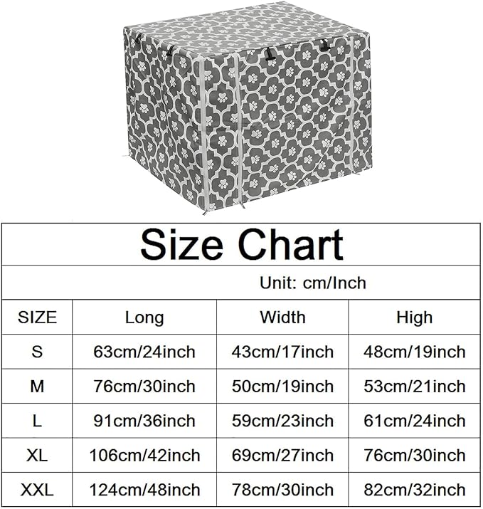 Pethiy Dog Crate Cover Durable Polyester Pet Kennel Cover Universal Fit for Wire Dog Crate - Fits Most 24 inch Dog Crates - Cover only-Gray Soles-24