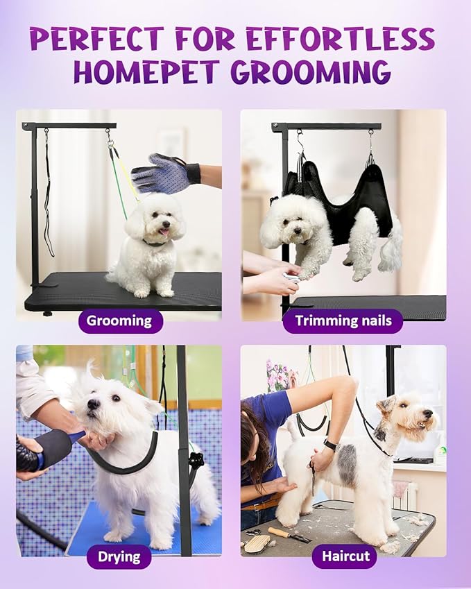 Breeze Touch Dog Grooming Arm - 35" Dog Grooming Table Arm with Clamp and Post, Loop Noose, No Sit Haunch Holder Grooming Restraint for Small & Medium Dogs