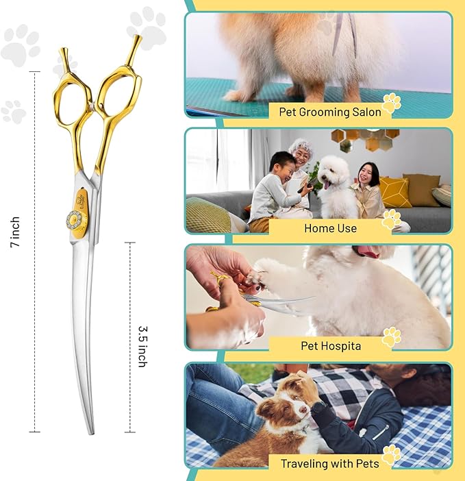 7" Curved Dog Grooming Scissors