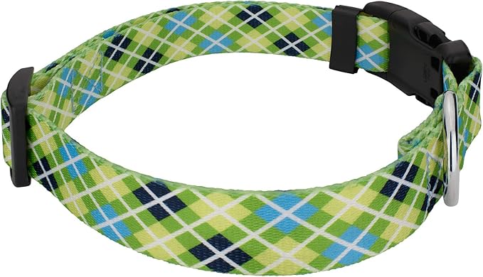 Country Brook Petz - Margarita Argyle Deluxe Dog Collar - Made in The U.S.A.- Plaid and Argyle Collection Featuring Charming Designs (1/2 Inch, 2XS)