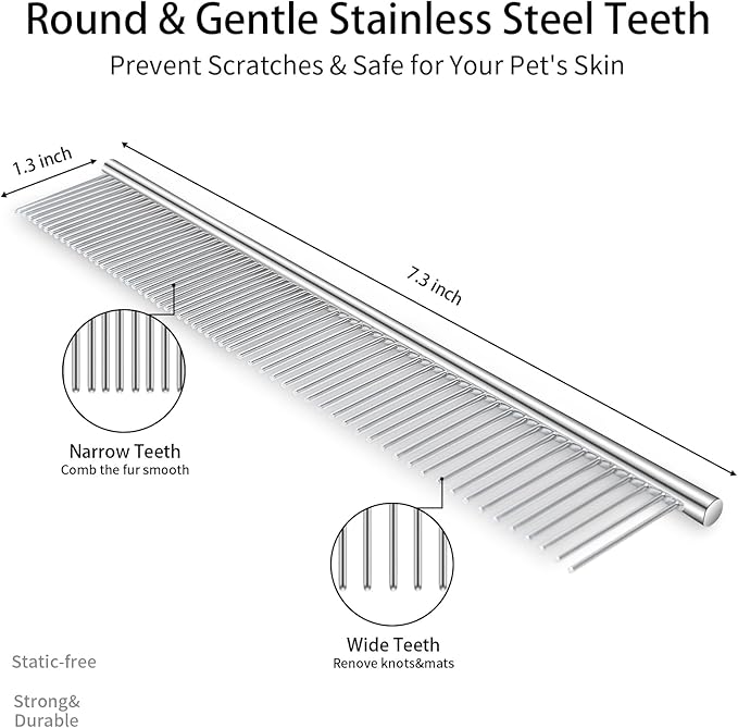 5 PCS Dog Grooming Brush Kit – Self Cleaning Slicker Brush for Shedding Short & Long Haired Dogs & Cats. Removes Loose Fur, Undercoat, Mats, Tangles for Small, Medium & Large Pets. Purple