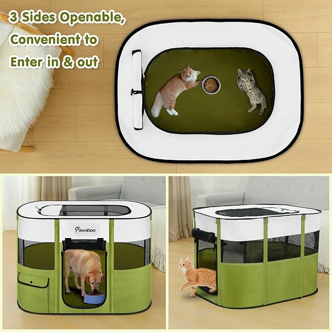 Dog Playpen, Portable Pet Playpen Cat PlayPen, 600D Oxford Dog Kennel Tent Crate, Waterproof&Breathable, Indoor Outdoor Travel Camping Use for Medium/Large Breed with Carrying Case+Folding Bowl(M)