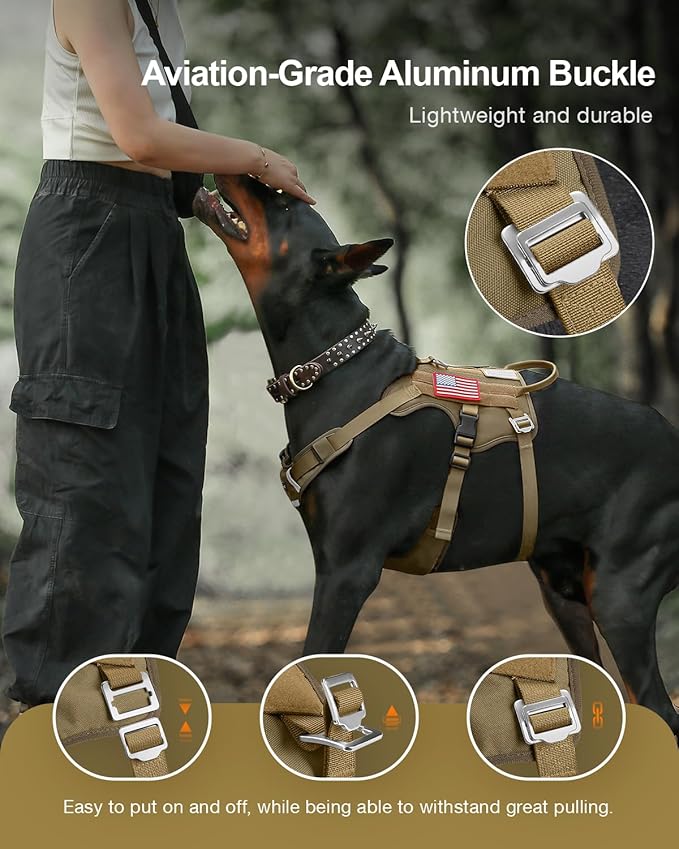 FAYOGOO Tactical Dog Harness for Large Dogs - Heavy Duty Escape Proof Dog Harness with Handle,Adjustable No Pull Dog Vest for Walking,Training