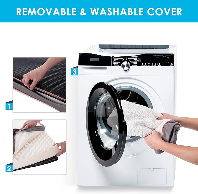 Orthopedic Dog Bed for Large Dogs, Large Dog Bed with Removable Waterproof Cover and Machine Washable Dog Bed, Egg Crate Foam Pet Bed Mat, L(35"X22"X3"), Light Grey