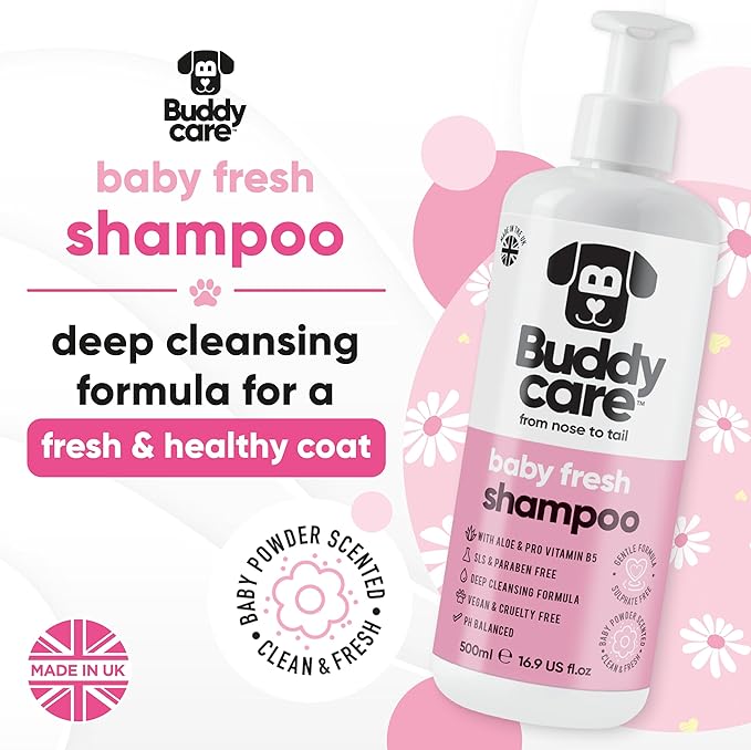 Baby Fresh Dog Shampoo by Buddycare | Deep Cleansing Shampoo for Dogs | Fresh Scented | with Aloe Vera and Pro Vitamin B5 (16.90oz)