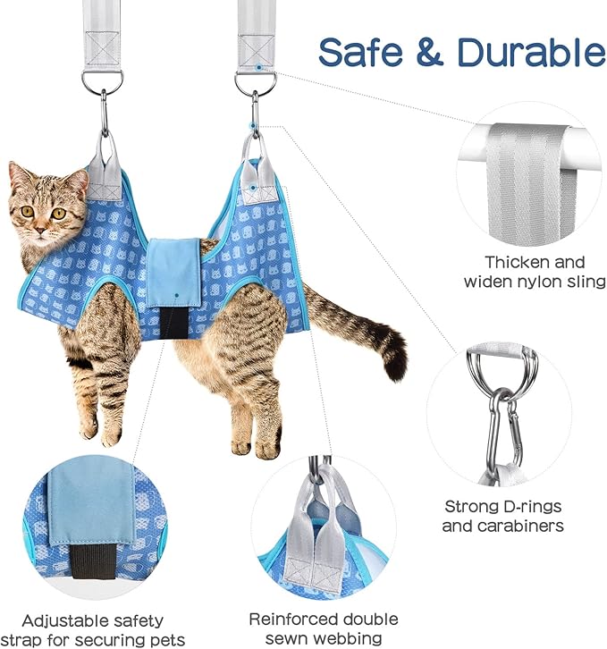 Pet Grooming Hammock for Cats & Dogs, Dog Grooming Hammock Harness, Dog Sling for Nail Clipping/Trimming (X-Small)
