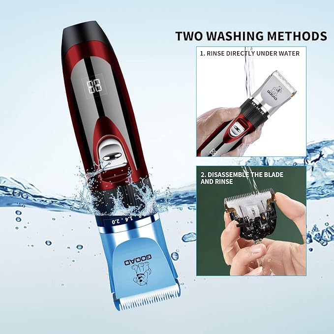 Goood Cat Clippers for Matted Hair - Professional Grooming Kit with Quiet Paw Trimmer & Nail Grinder - Suitable for Cats & Small Dogs (Red+Black)