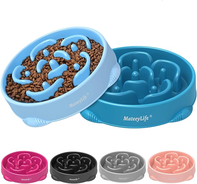 MateeyLife Large Slow Feeder Dog Bowls 2PCS, Anti-Choking Puzzle Dog Food Bowls, Anti-Slip Interactive Feeding Slow Down Eating, Bloat Stop Maze Dishes for Large Breeds 4 Cups