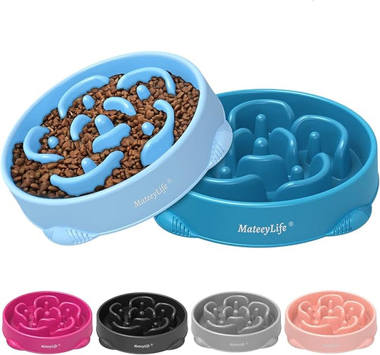 MateeyLife Large Slow Feeder Dog Bowls 2PCS, Anti-Choking Puzzle Dog Food Bowls, Anti-Slip Interactive Feeding Slow Down Eating, Bloat Stop Maze Dishes for Large Breeds 4 Cups