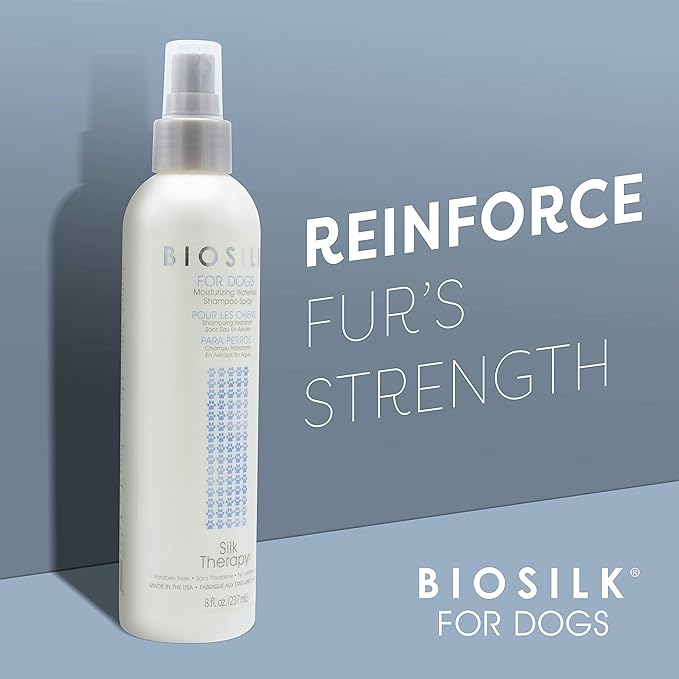 BioSilk for Dogs Silk Therapy Deep Moisture Waterless Shampoo Spray, 8 oz | Best Waterless Shampoo Spray for All Dogs and Puppies, 8 Ounces Dry Dog Shampoo