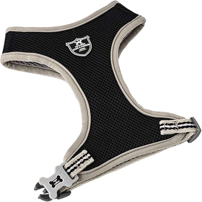 HUGO & HUDSON Dog Harness No-Pull Pet Harness Adjustable Quick Dry Mesh Padded Vest, Black, M