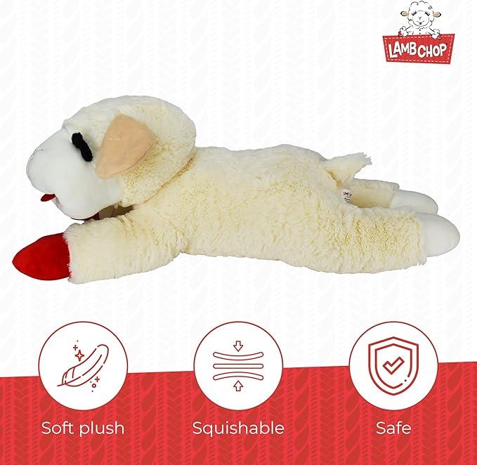 Multipet's Officially Licensed Lamb Chop Jumbo White Plush Dog Toy, 24-Inch