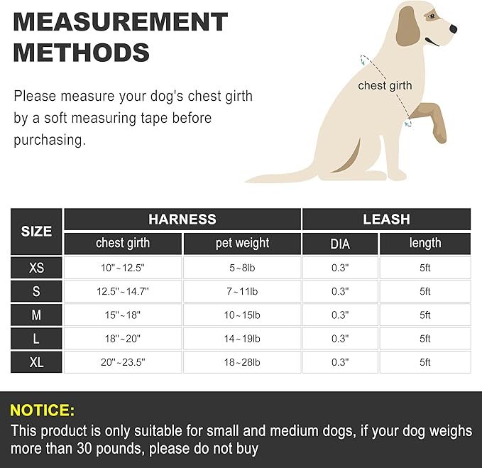 haapaw Dog Harness with Leash Set, No Pull Adjustable Reflective Step-in Puppy Harness with Thickened Padded Vest for Extra-Small/Small Medium Dogs