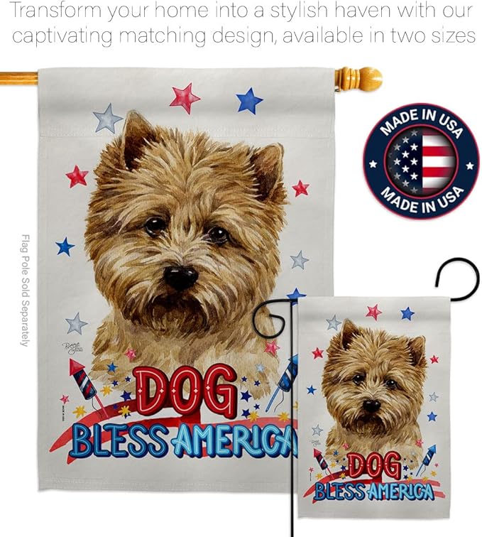 Breeze Decor Patriotic Cairn Terrier House Flag Eagle Set Dog Puppy Spoiled Paw Canine Fur Pet Nature Farm Animal Creature Decoration Banner Small Garden Yard Gift Double-Sided, Made in USA