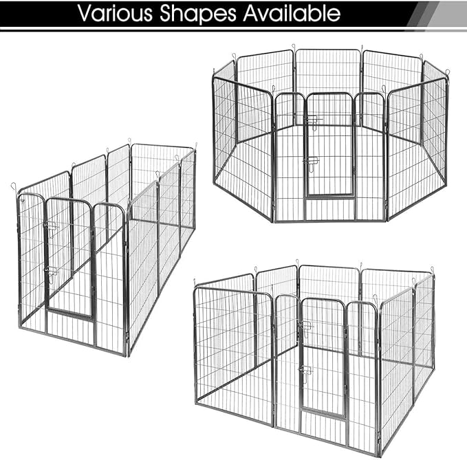 Giantex 40inch 16 Panel Pet Playpen with Door, Foldable Dog Exercise Pen, 13ft x 8ft Configurable Freestanding Cat Duck Chicken Rabbit Fence, Outdoor & Outdoor, Metal Pet Exercise Fence Barrier Kennel