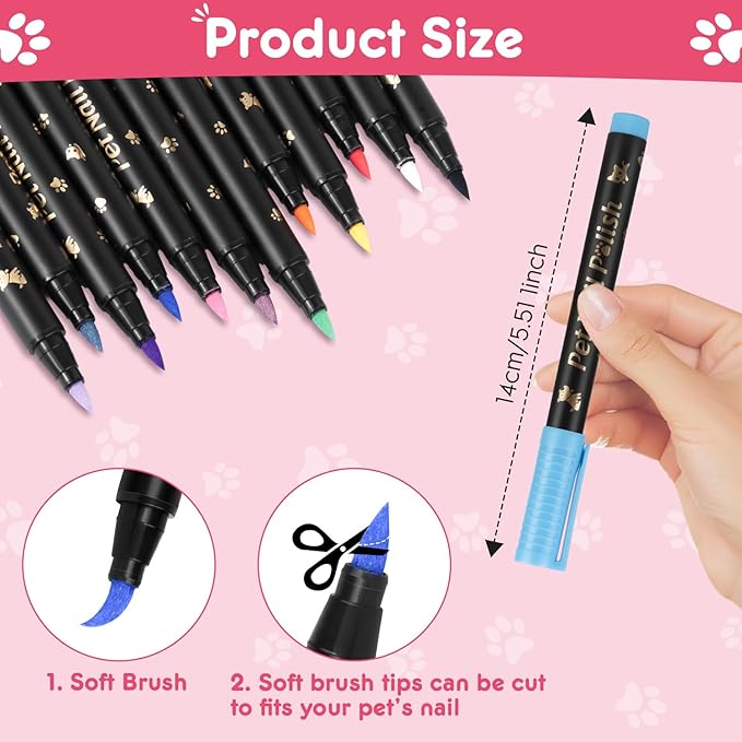MSDADA Dog Nail Polish Pens Quick Dry - Pet Nail Polish Set for Dogs, Dog Safe & Odorless Nail Polish, Easy DIY Dog Nail Art Kit - Stylish Girl Dog Accessories for Puppy, Large Dogs (15 Pcs)