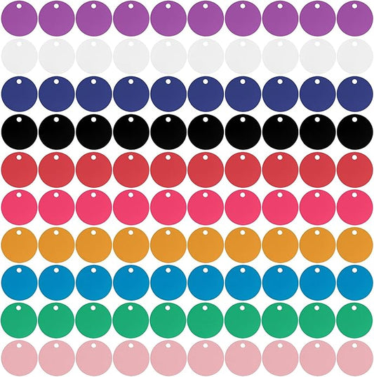 Framendino, Pet ID Tag Colorful Blank Round Double Sided Pets ID Tag Name Phone Number ID Tags Aluminum Charms