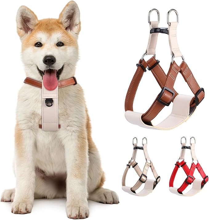 Microfiber Leather No Pull Dog Harness: Comfortable and Easy-to-Use Vest for Training and Walking Your Samll Medium Large Puppy or Dog (Brown, XS)