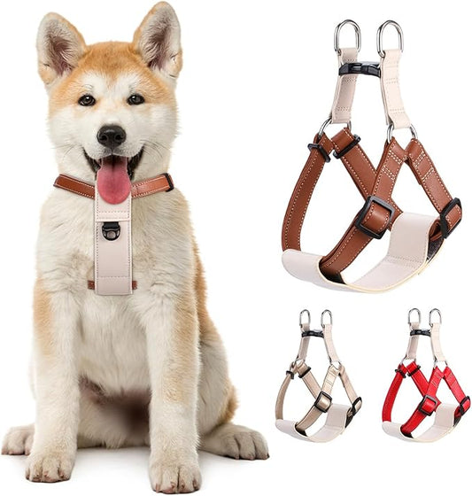 Microfiber Leather No Pull Dog Harness: Comfortable and Easy-to-Use Vest for Training and Walking Your Samll Medium Large Puppy or Dog (Brown, XS)