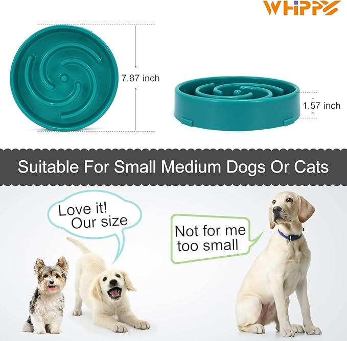 WHIPPY Slow Feeder Bowl for Small Medium Dog Fun Maze Feeder Dog Food Water Bowl Anti-Slip Puzzle Bowl No Chocking Healthy Interactive Bloat Stop Dog Bowl Dish,Medium,Dark Blue