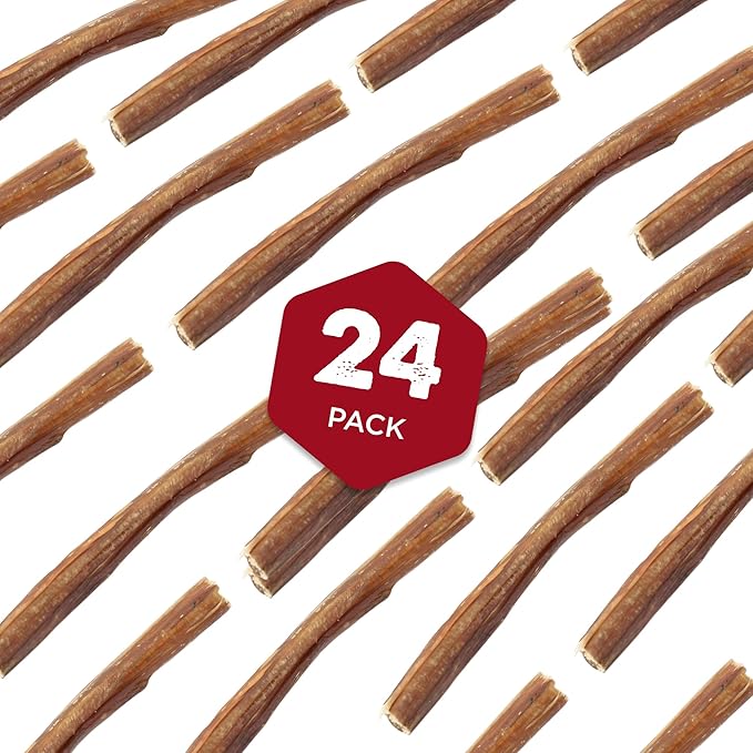 Best Bully Sticks 6 Inch All-Natural Thin Bully Sticks for Dogs - 6” Easily digestible, 100% Grass-Fed Beef, Grain and Rawhide Free | 24 Pack